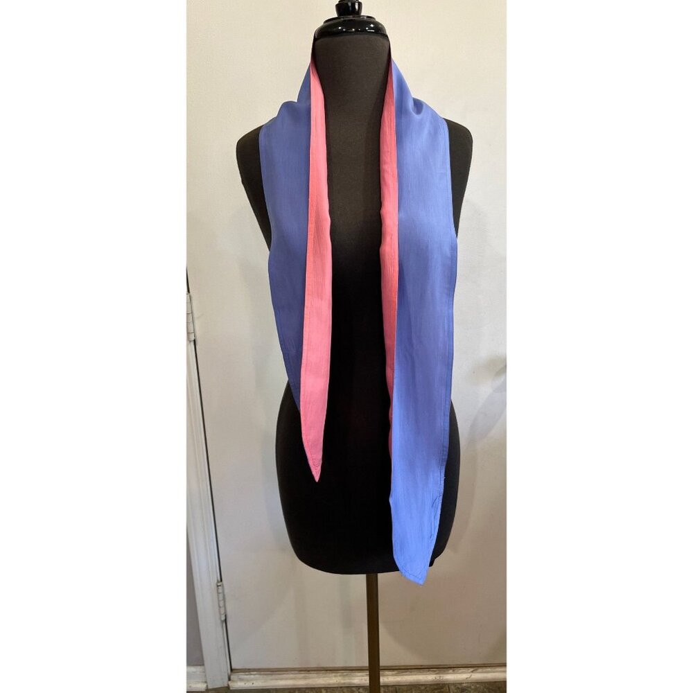 Vintage 1970’s Two Sided All Silk Sash/Scarf  Pink Lavender Solid Design 59" x 5